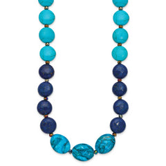 Sterling Silver Agate,Crystal,Jasper, Recon. Lapis With 2 in ext Necklace