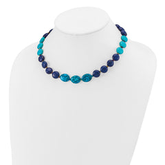 Sterling Silver Agate,Crystal,Jasper, Recon. Lapis With 2 in ext Necklace