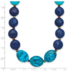 Sterling Silver Agate,Crystal,Jasper, Recon. Lapis With 2 in ext Necklace