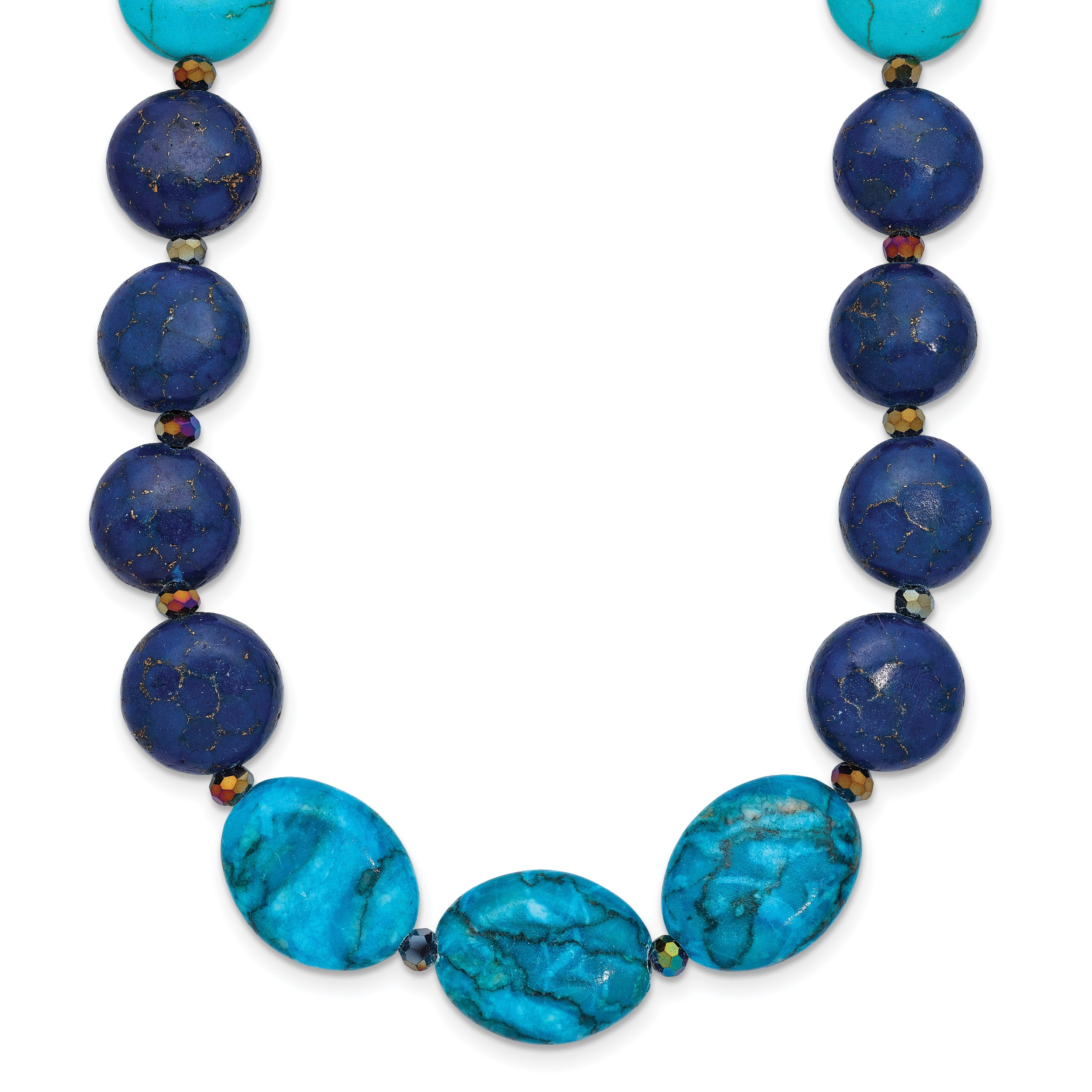 Sterling Silver Agate,Crystal,Jasper, Recon. Lapis With 2 in ext Necklace