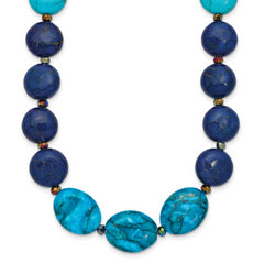 Sterling Silver Agate,Crystal,Jasper, Recon. Lapis With 2 in ext Necklace