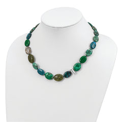 Sterling Silver Jade, Crystal, Jasper and Serpentine With 2in ext Necklace