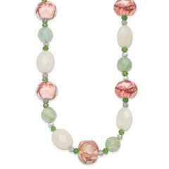 Sterling Silver Aventurine Crystal Jade and Jasper 18 inch Necklace with 2 inch extension