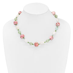 Sterling Silver Aventurine Crystal Jade and Jasper 18 inch Necklace with 2 inch extension