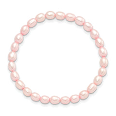 Children's 4-5mm Pink Rice Freshwater Cultured Pearl Stretch Bracelet