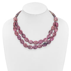 Sterling Silver Charoite, Jade, Pink and Purple Jasper With 2in ext Necklace