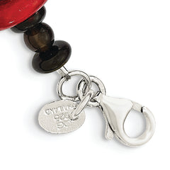 Sterling Silver Agate & Red Reconstructed Magnesite With 1in ext Bracelet