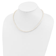 Sterling Silver Rhodium-plated 4-5mm White Near-Round Freshwater Cultured Pearl 18 inch Necklace