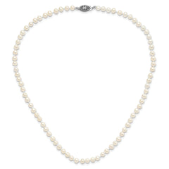 Sterling Silver Rhodium-plated 4-5mm White Near-Round Freshwater Cultured Pearl 18 inch Necklace
