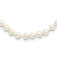 Sterling Silver Rhodium-plated 4-5mm White Near-Round Freshwater Cultured Pearl 18 inch Necklace