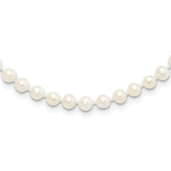Sterling Silver Rhodium-plated 4-5mm White Near-Round Freshwater Cultured Pearl 28 inch Necklace