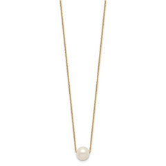 Sterling Silver Gold-plated 8-9mm White Near Round Freshwater Cultured Pearl 18 inch Necklace