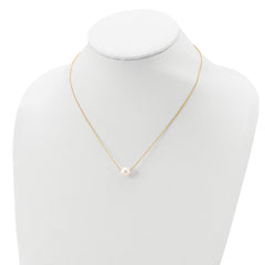 Sterling Silver Gold-plated 8-9mm White Near Round Freshwater Cultured Pearl 18 inch Necklace