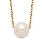 Sterling Silver Gold-plated 8-9mm White Near Round Freshwater Cultured Pearl 18 inch Necklace