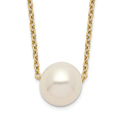 Sterling Silver Gold-plated 8-9mm White Near Round Freshwater Cultured Pearl 18 inch Necklace
