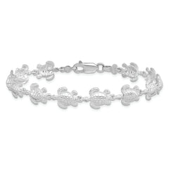 De-Ani Sterling Silver Rhodium-plated Polished Sea Turtle 7.5 inch Bracelet