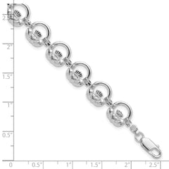 De-Ani Sterling Silver Rhodium-Plated Polished Claddagh Circle Bracelet