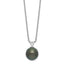 Sterling Silver Rhodium-Rhodium-Plated 9-10mm Black Teardrop Tahitian Saltwater Cultured Pearl 17 inch Necklace