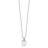 Sterling Silver Rhodium-plated CZ and Glass Bead Necklace