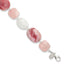 Sterling Silver Pink Agate/Quartz, Jade, Crystal w/1in ext Bracelet