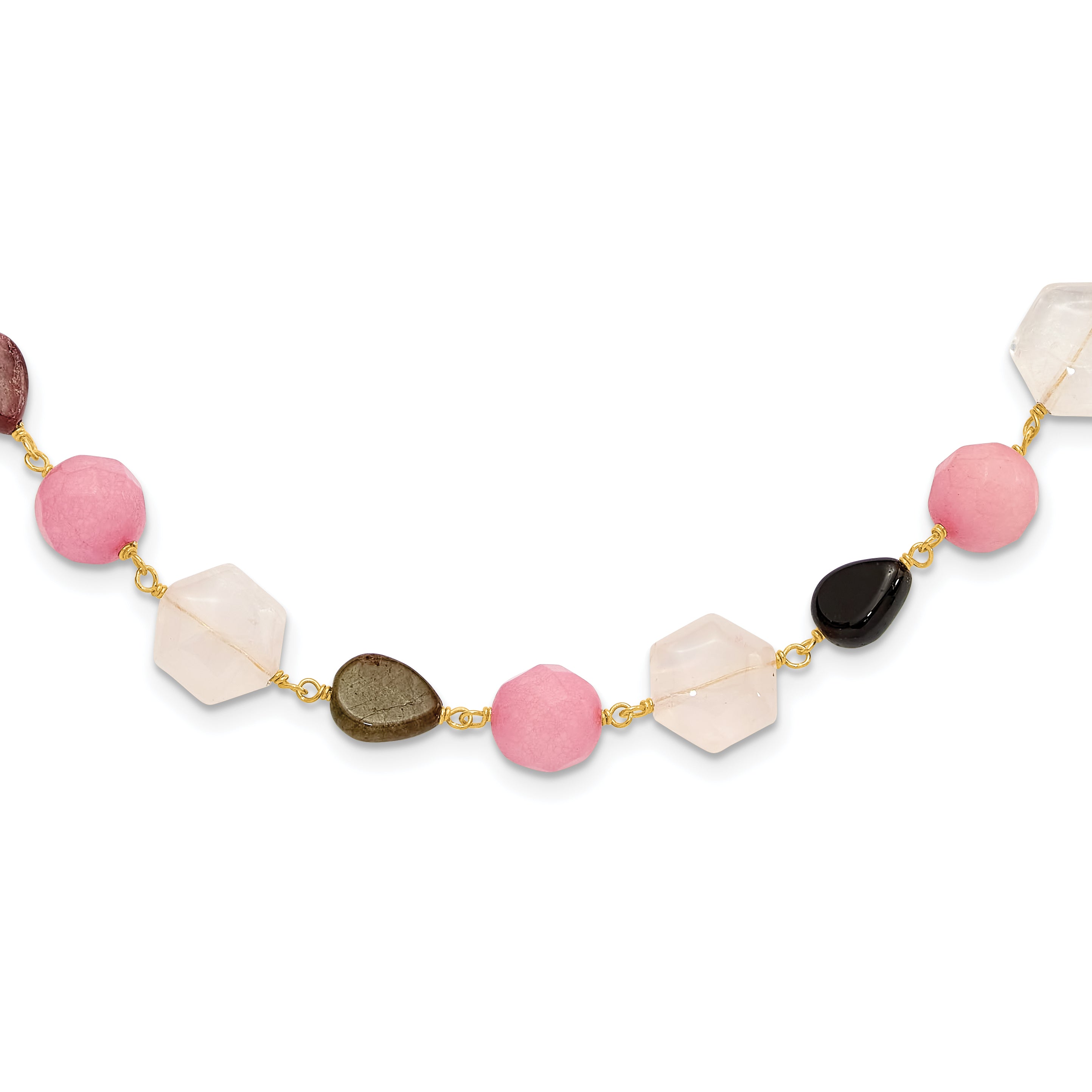 Sterling Silver Gold-plated Multi Stone 20in With 2 Inch Extention Necklace