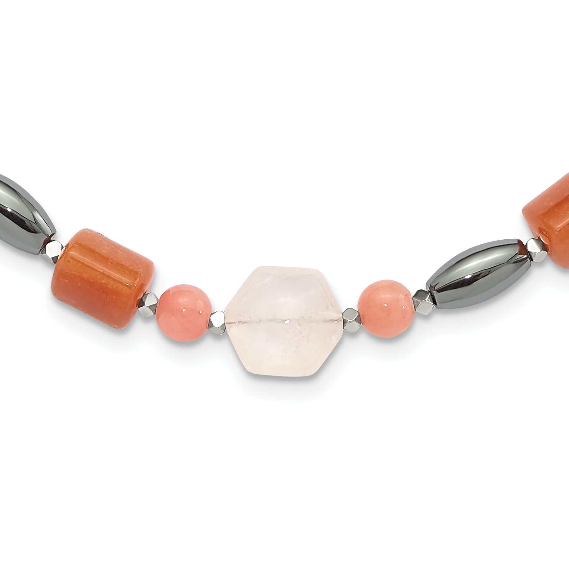 Sterling Silver Hematite/Multi Stone 18.5in With 2 Inch Extention Necklace