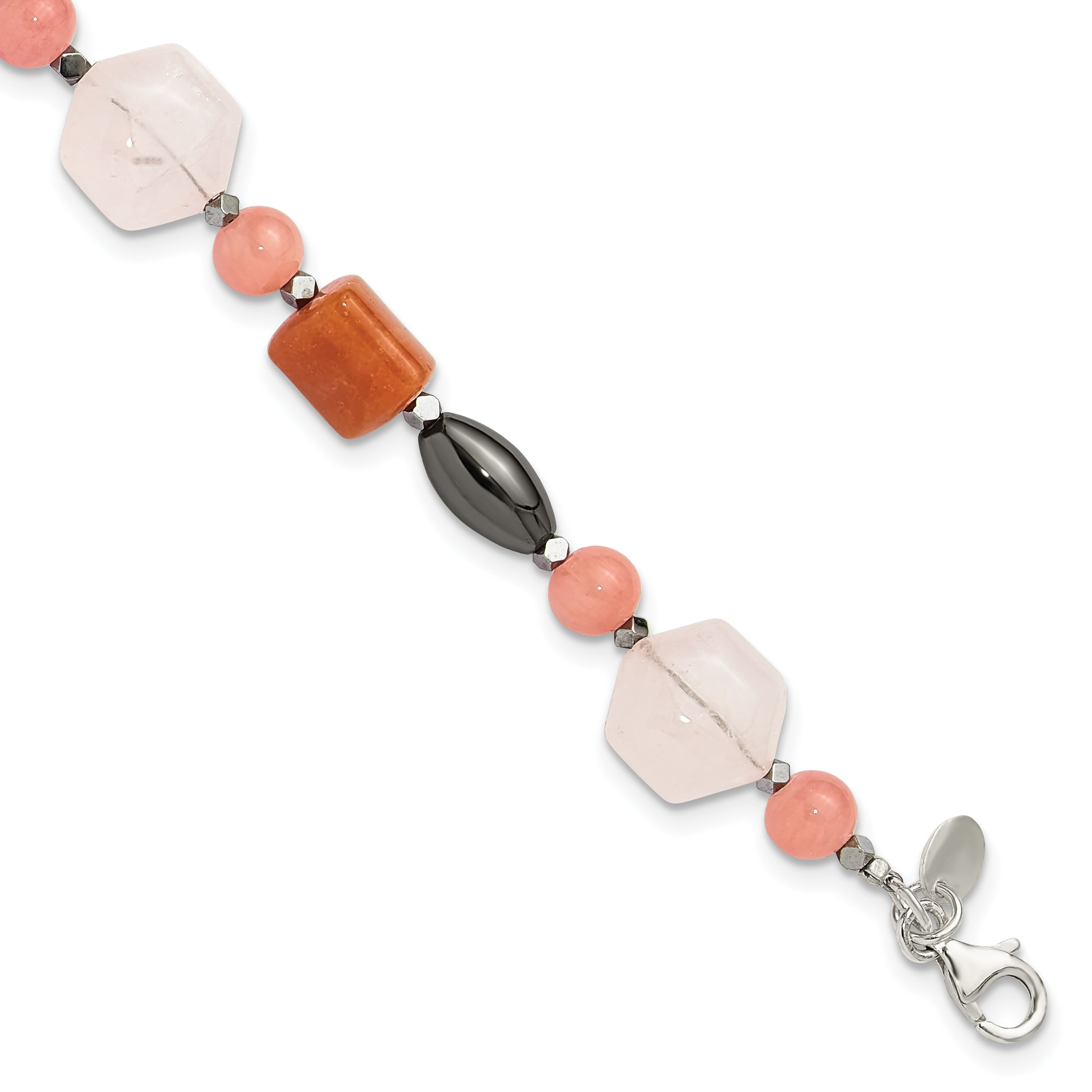 Sterling Silver Hematite/Multi Stone 7.5in w/1in ext Bracelet