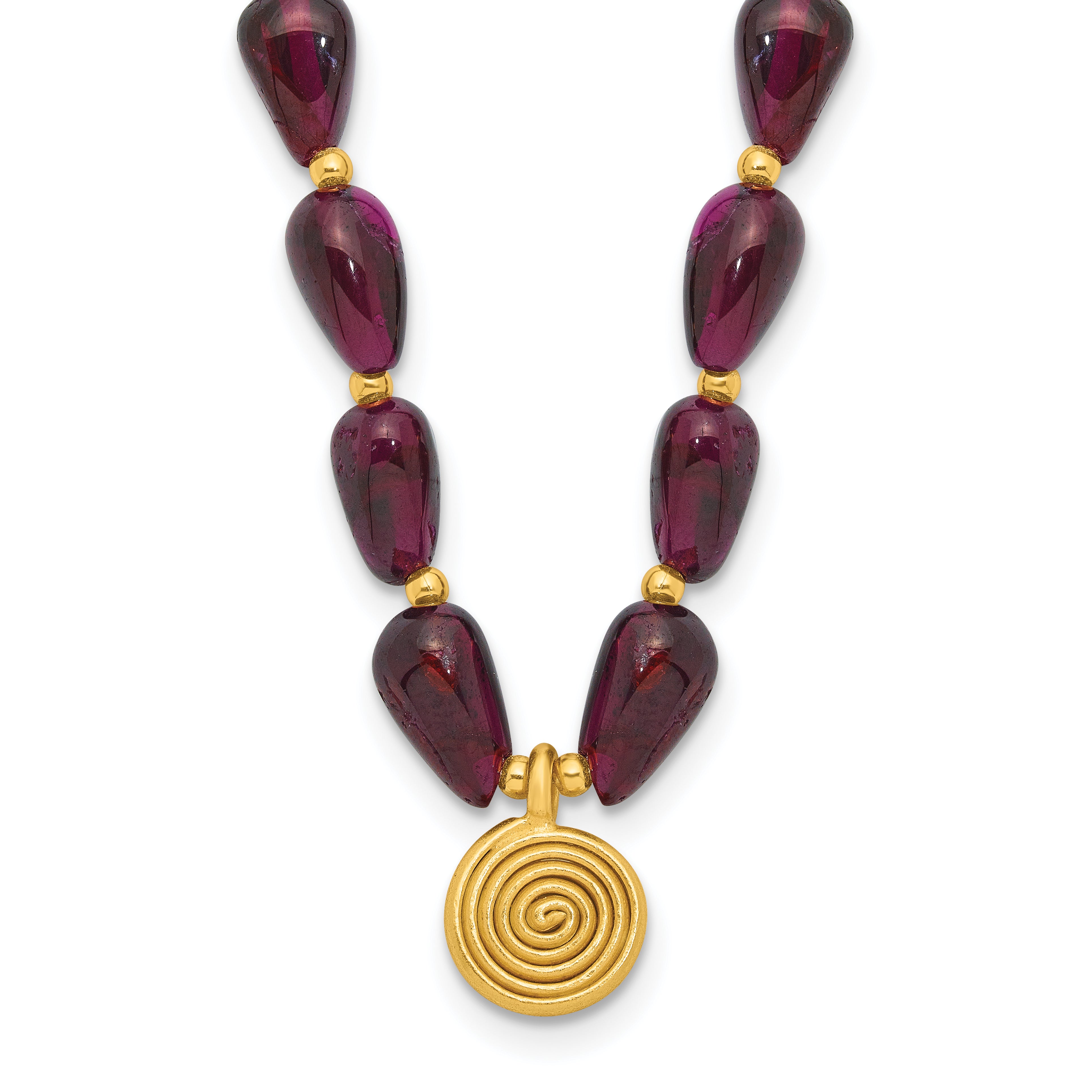 Sterling Silver Gold-plated Garnet 16in With 2 Inch Extention. Necklace