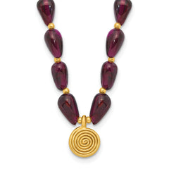 Sterling Silver Gold-plated Garnet 16in With 2 Inch Extention. Necklace