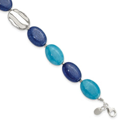 Sterling Silver Hematite, Jade, Lapis, Quartz 8in w/1in ext Bracelet