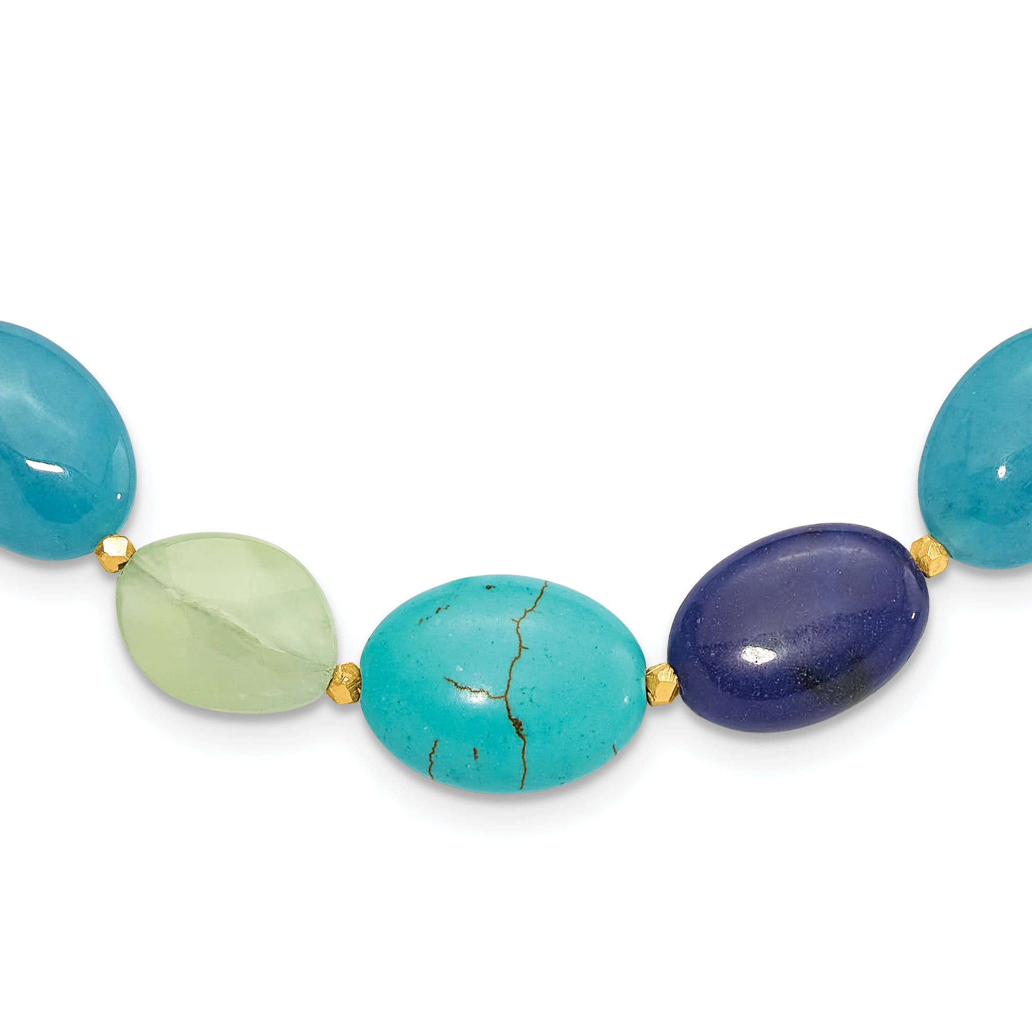 Sterling Silver Gold-plated Multi Stone 18.5in With 2 Inch Extention. Necklace