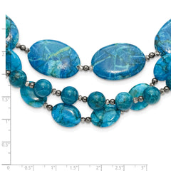 Sterling Silver Hematite,Howlite,Jasper,Crystal w/2in ext Necklace