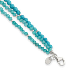 Sterling Silver Recon Magnesite/Indicolite Quartz 1in ext Bracelet