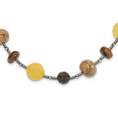 Sterling Silver Multi Stone 17.5in With 2 Inch Extention Necklace