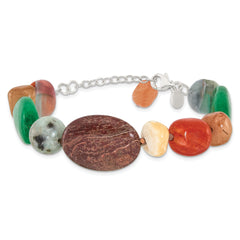 Sterling Silver Multi Stone Metallic Yarn 1in ext Bracelet