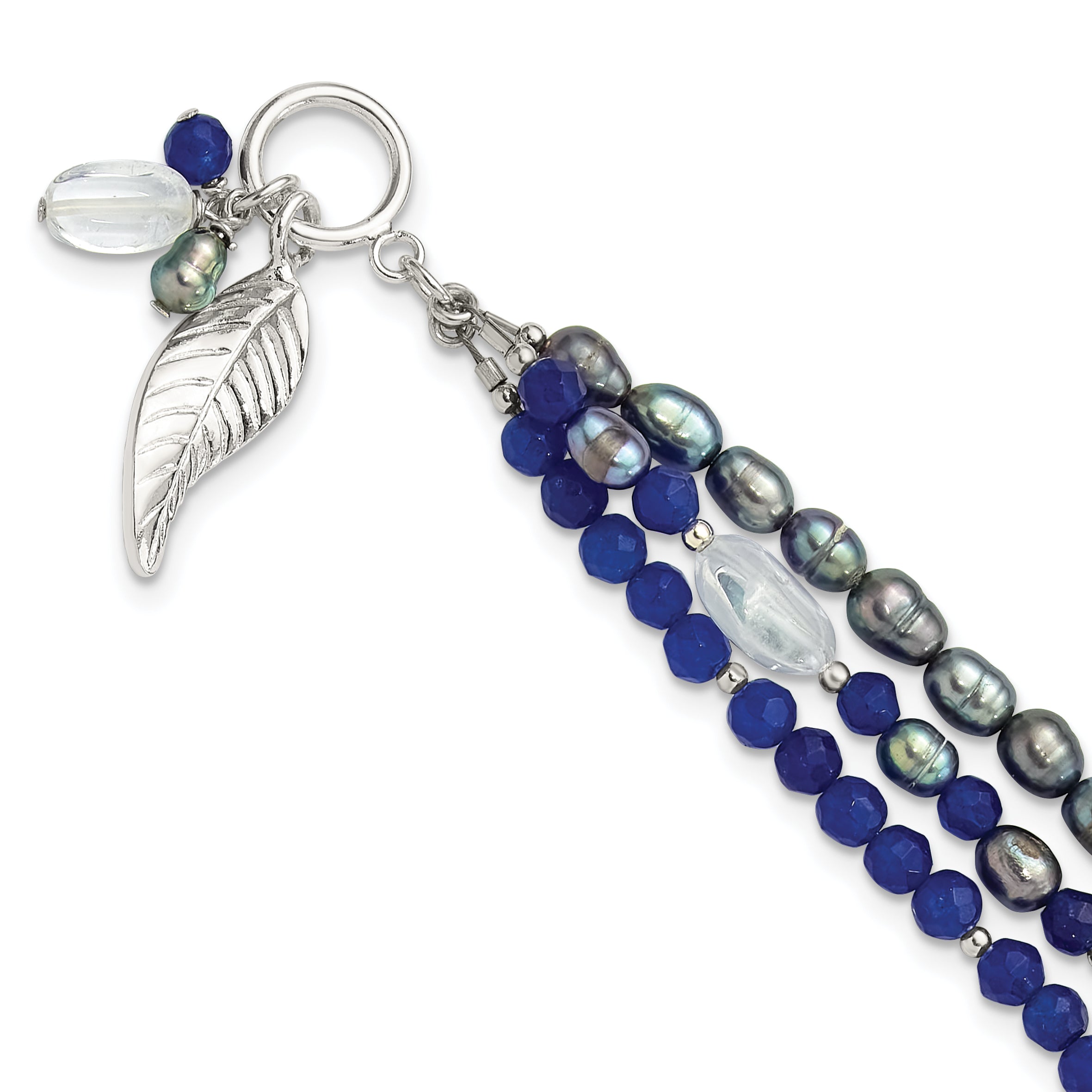 Sterling Silver Grey FWC Pearl and Quartz 7.25in Bracelet