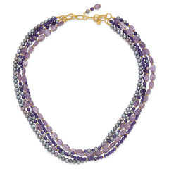 Sterling Silver Gold-plated Multi Stone Adj. 17in or 40in Necklace