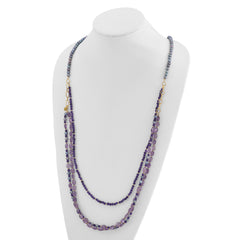 Sterling Silver Gold-plated Multi Stone Adj. 17in or 40in Necklace