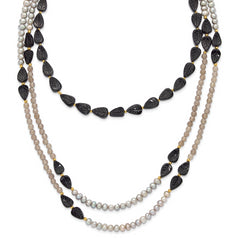 Sterling Silver Gold-plated Multi Stone Adj. 17in or 40in Necklace