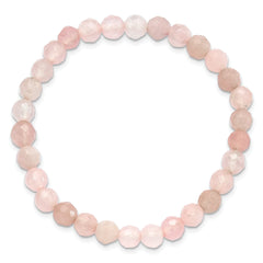 Rose Quartz Faceted 6.50mm Beaded Stretch Bracelet