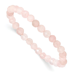Rose Quartz Faceted 6.50mm Beaded Stretch Bracelet