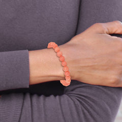 Orange Quartz 8mm Beaded Stretch Bracelet