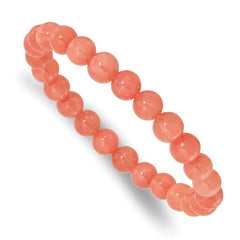 Orange Quartz 8mm Beaded Stretch Bracelet
