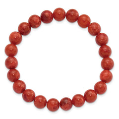 Reconstituted Coral 8.5mm Beaded Stretch Bracelet
