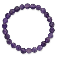 Amethyst Faceted 7.00mm Beaded Stretch Bracelet