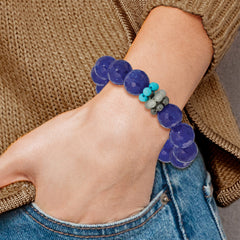 Hematite Agate Quartz Recon Magnesite Stretch Bracelet