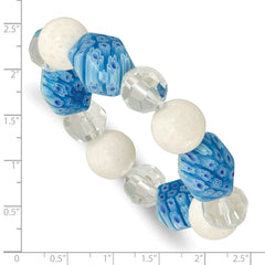 White Jade, Aventurine and Kangsai Glass Beaded Stretch Bracelet