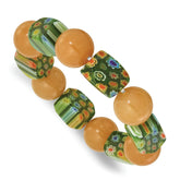 Aventurine and Kangsai Glass Beaded Stretch Bracelet