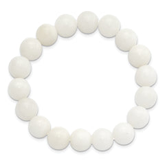 White Jade 10.00mm Beaded Stretch Bracelet