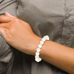 White Jade 10.00mm Beaded Stretch Bracelet